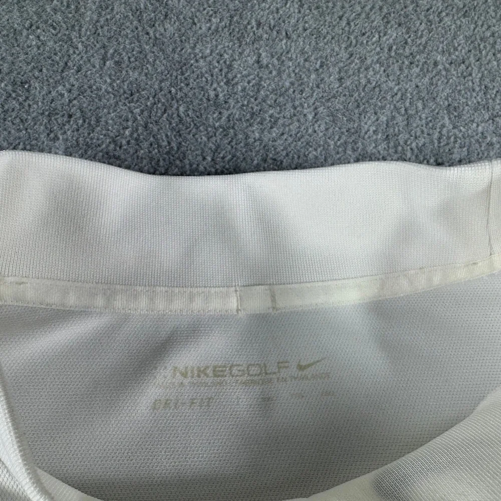 Nike Golf Dri Fit Performance Shirt Mens 2XL Mock Neck White Athletic Swoosh